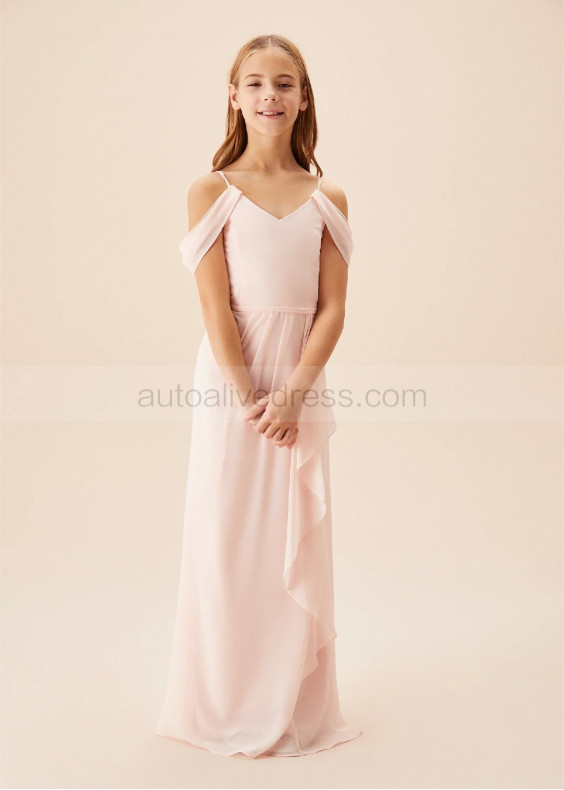 Cold Shoulder Petal Chiffon Ruffled Junior Bridesmaid Dress